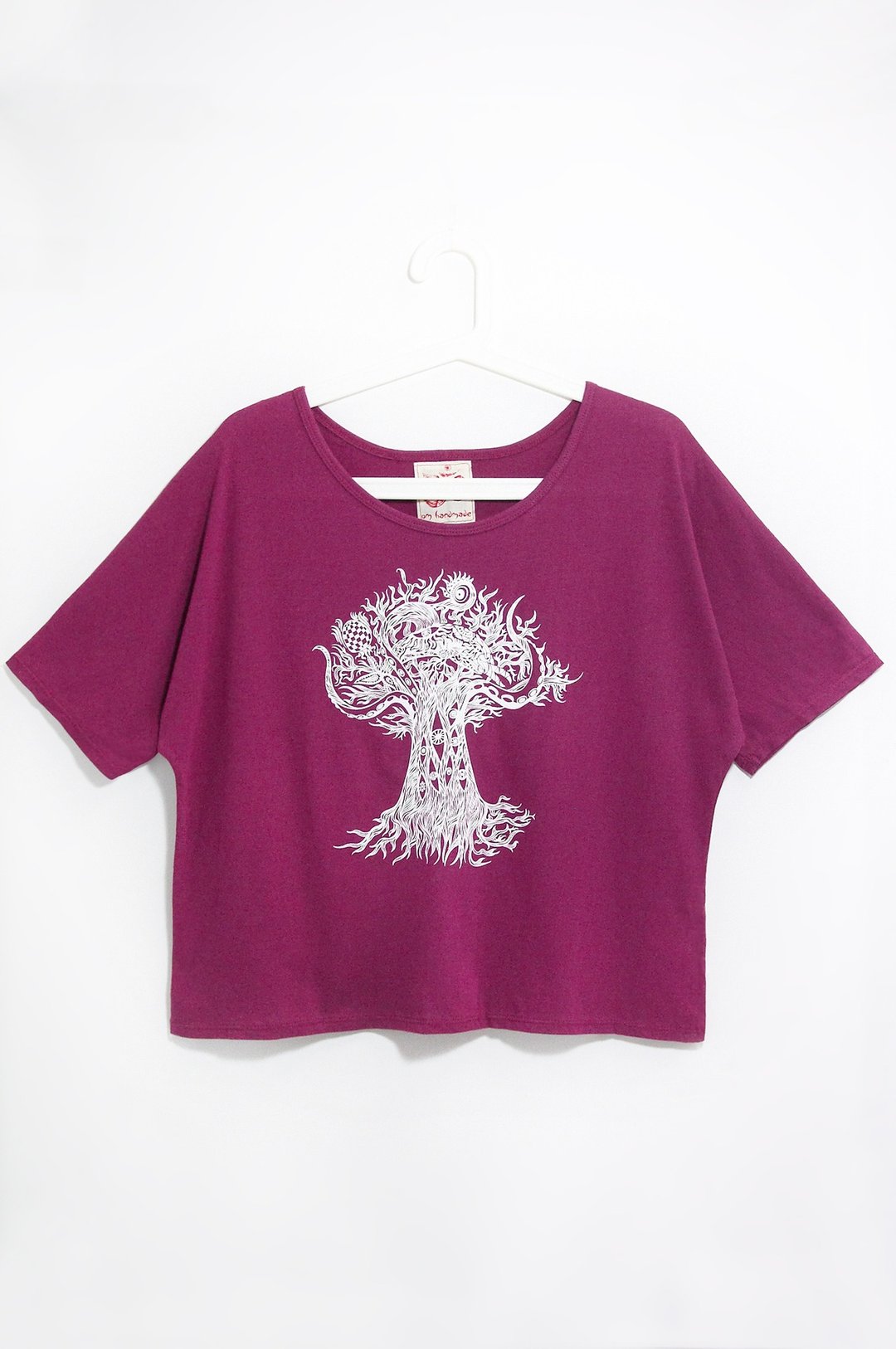 女装手感短版上衣 / T-shirt - 泰国疯狂树 ( 酒红 ) - 女装上衣 - 棉 紫色