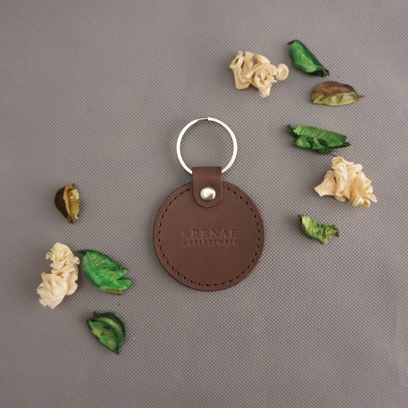 钥匙圈．咖啡色．植鞣 / 免费刻字 / 皮革 / RRENAE Leatherware - 钥匙链/钥匙包 - 真皮 咖啡色