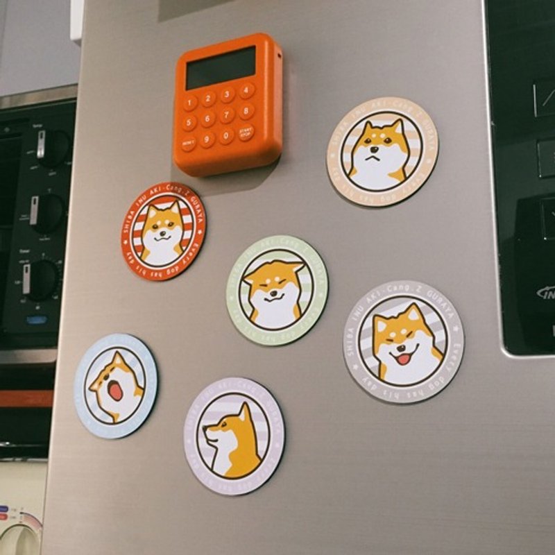 原创 柴犬日常表情 强力磁铁/冰箱贴 套装 全6枚 - 摆饰 - 其他材质 红色
