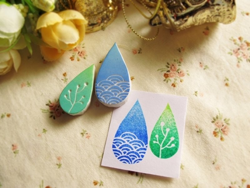 Apu手工章 百搭装饰风水滴印章组 2枚装 手帐印章 - 印章/印台 - 橡胶 