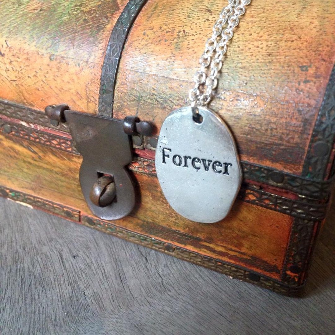 【Story Necklace 故事项链】FOREVER不规则切割泥板款式 - 项链 - 其他金属 