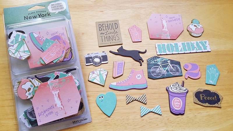 Marks Flake Sticker 城市旅行 装饰贴纸【纽约 (STK-FL3-C)】36入 - 贴纸 - 纸 多色