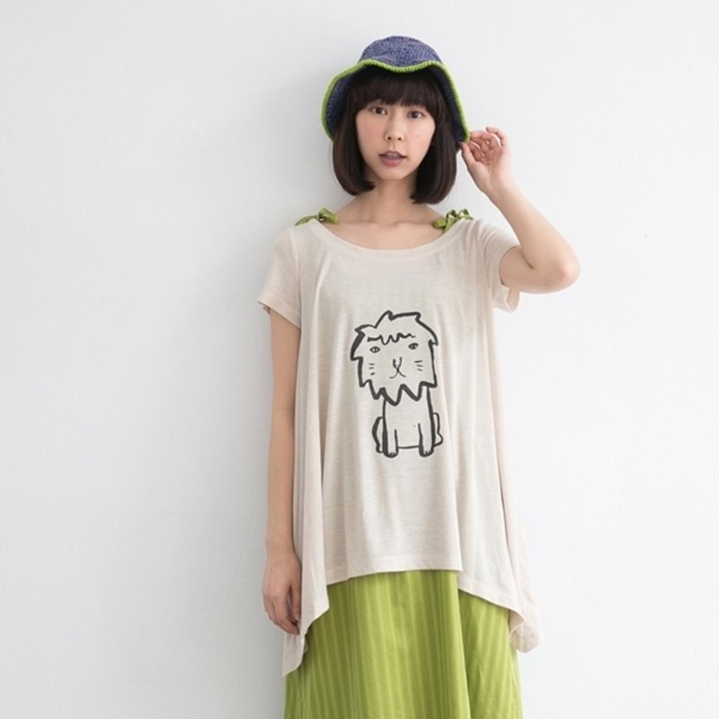 【许许儿】夏日怎么这么热系列_狮子米色 - 女装 T 恤 - 其他材质 白色