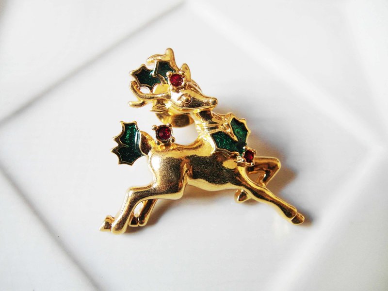 复时品【AVON圣诞胸针：经典圣诞小麋鹿】 - 胸针 - 其他材质 金色