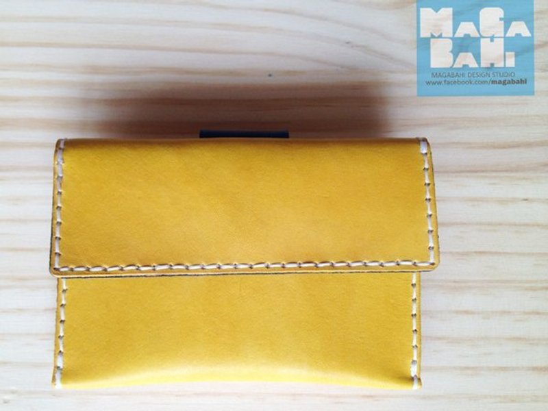 卡乐活系列- 手工皮制 散步包(主色:黄色 副色:红/蓝) - 零钱包 - 真皮 