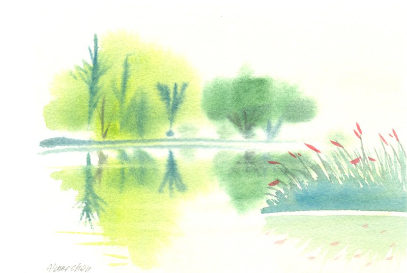 “疗愈系树林系列1-65”水彩手绘限量版明信片/贺卡 - 卡片/明信片 - 纸 绿色