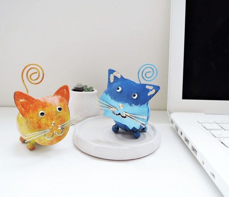 猫咪小情侣 摆饰 便条夹 纸镇 疗愈摆饰 - 文件夹/资料夹 - 其他金属 多色