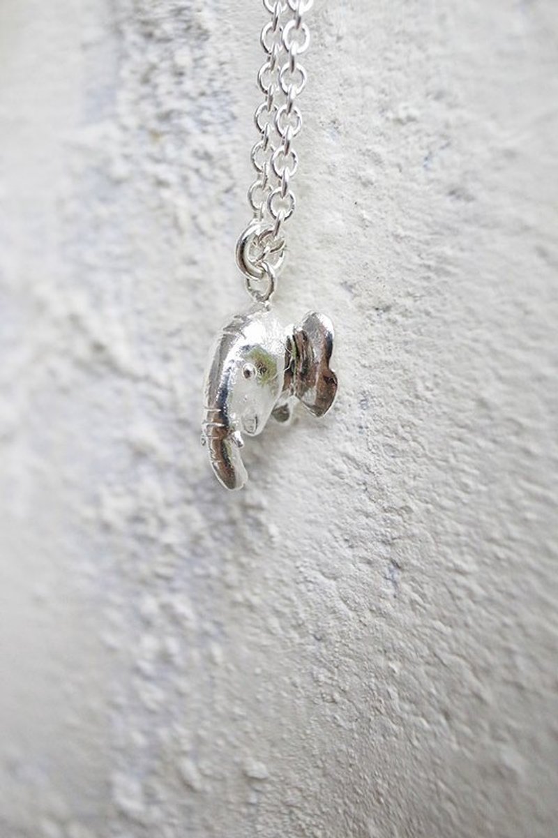 Human Free Mini系列~三角嘴迷你小象纯银极简项炼 - 项链 - 其他金属 灰色