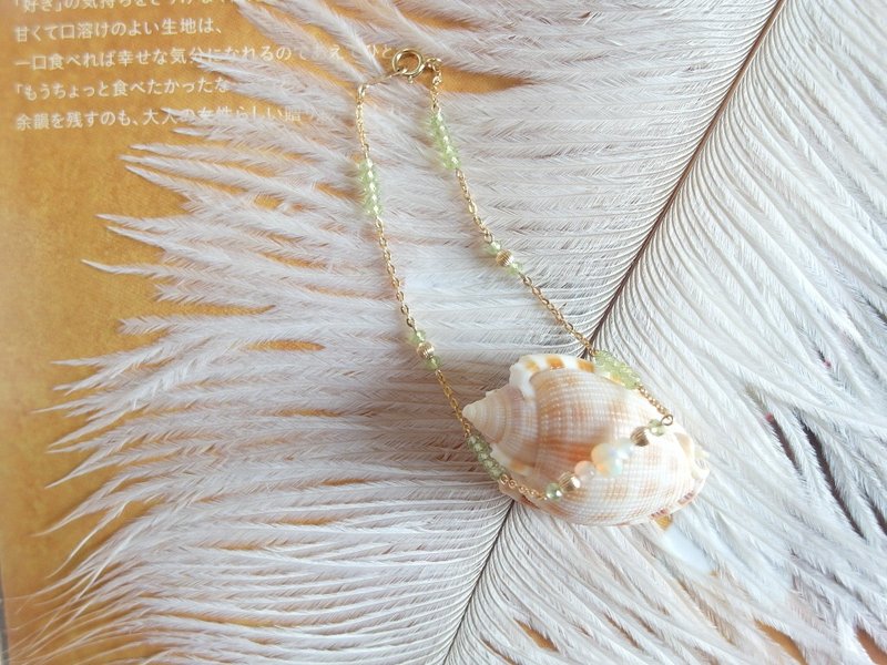 ∣一抹月光∣ 顶极欧泊 火彩美貌 天然橄榄石 手链 - 手链/手环 - 宝石 绿色