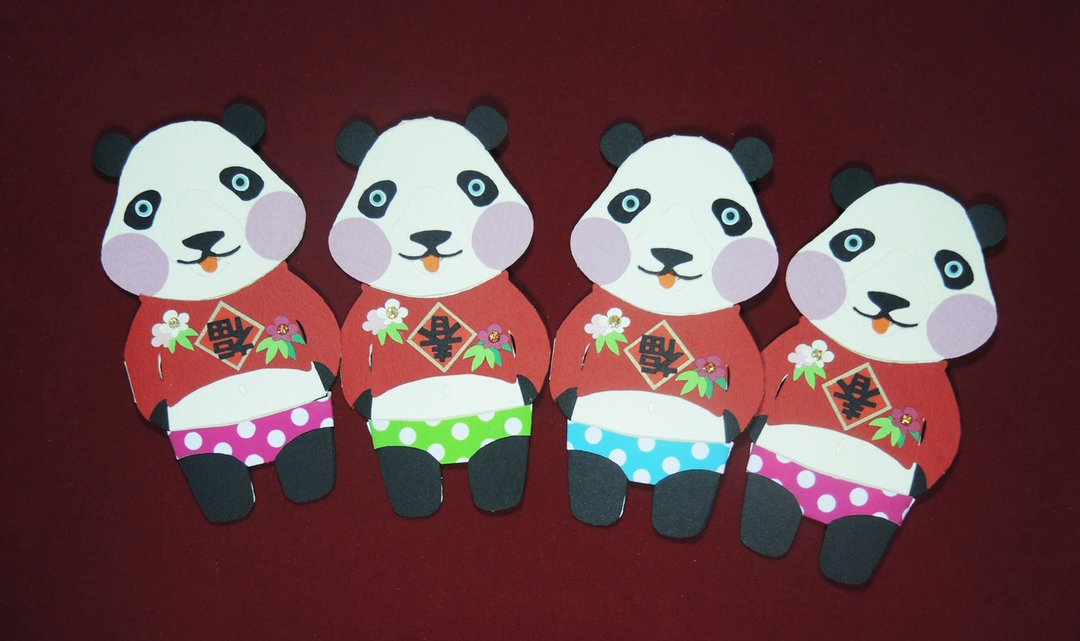 春联卡片【PORORI CARD】PANDA (红、春） - 卡片/明信片 - 纸 红色