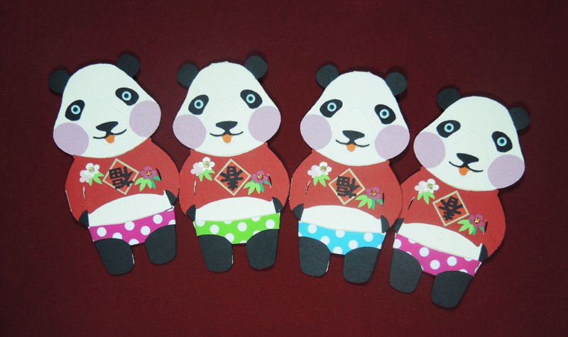 春联卡片【PORORI CARD】PANDA (红、春） - 卡片/明信片 - 纸 红色
