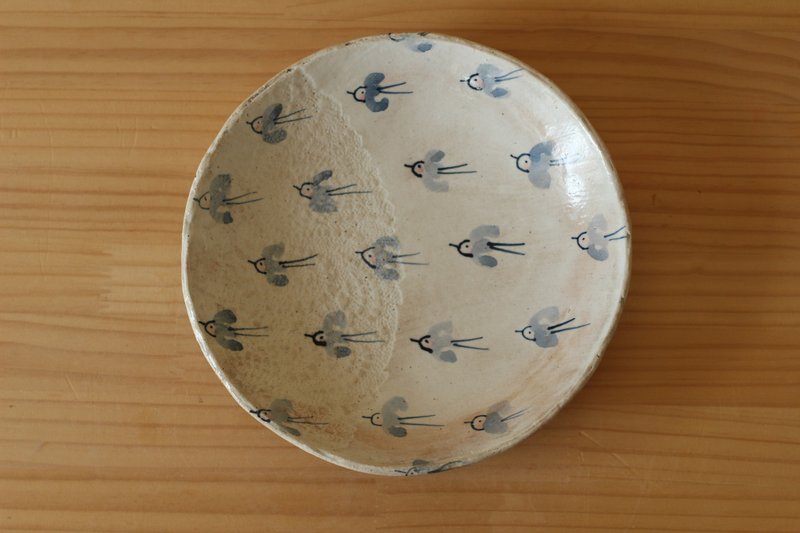 Blue bird pasta plate - 浅碟/小碟子 - 木头 白色