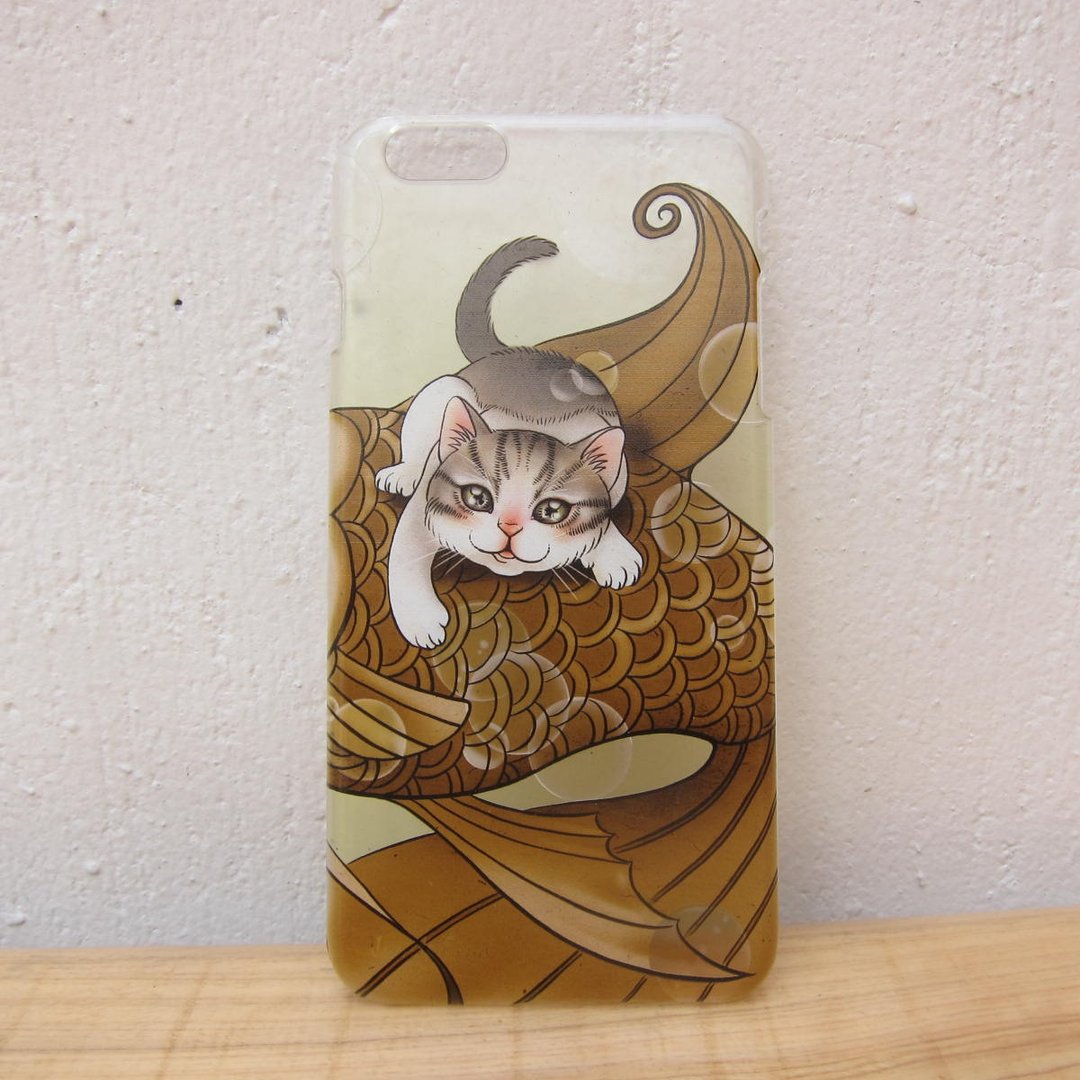 工笔插画定制手机壳/透明硬壳 - 猫 - 抹茶牛奶巧克力  - 手机壳/手机套 - 塑料 卡其色
