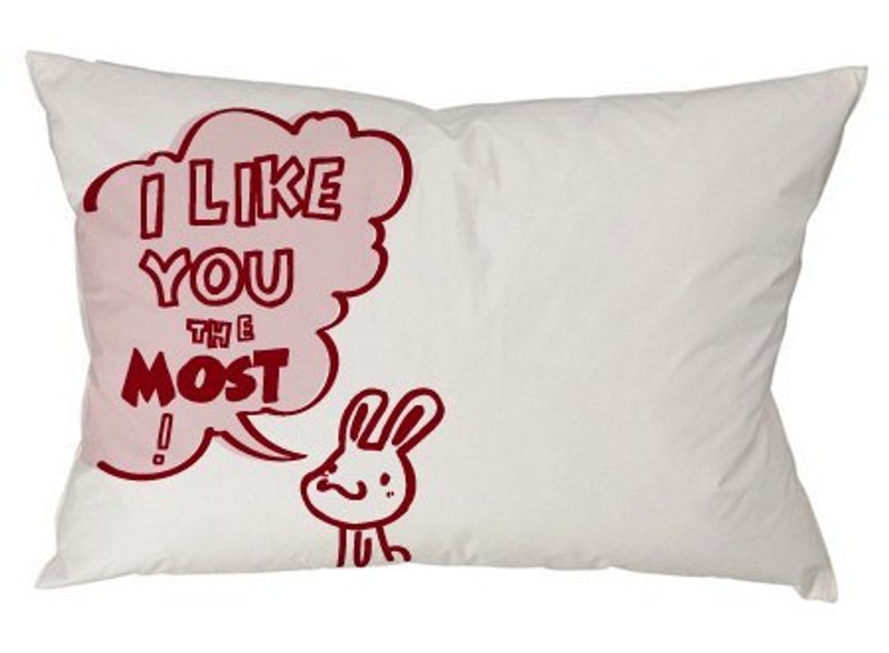 《Foufou》枕头套(单入)-I like you the most! 我最喜欢你!(白) - 玩偶/公仔 - 其他材质 红色