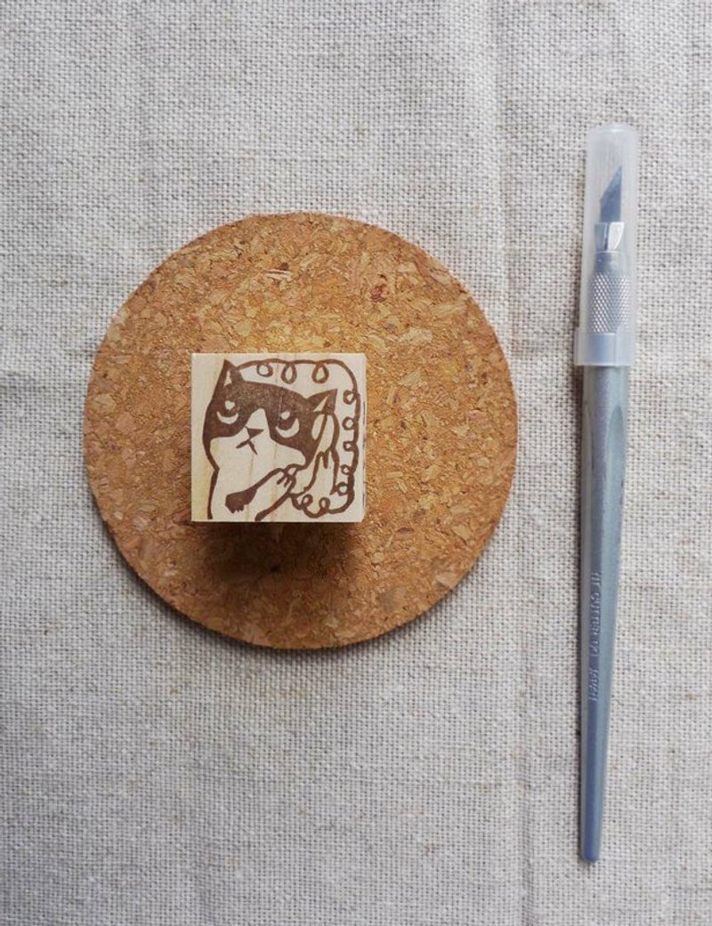 印章-喂?手作章 - 其他 - 木头 卡其色