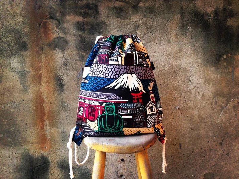 【束口包/后背包/束口袋-富士山大篇幅日系元素】 - 束口袋双肩包 - 其他材质 