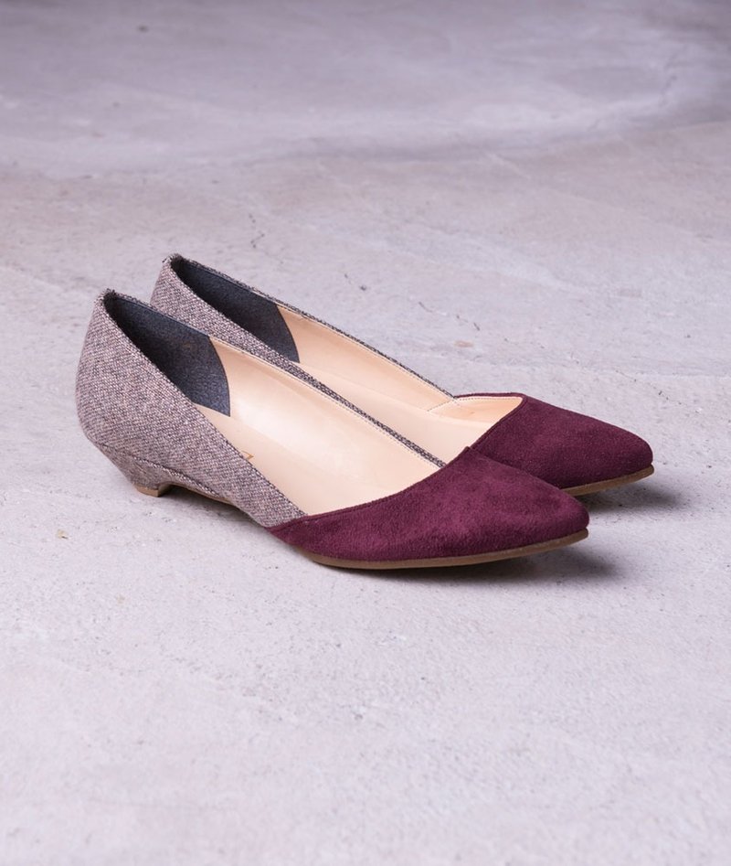 【时尚订制】微性感尖头低跟鞋_紫红/晶泽褐 - 雨鞋/雨靴 - 其他材质 红色