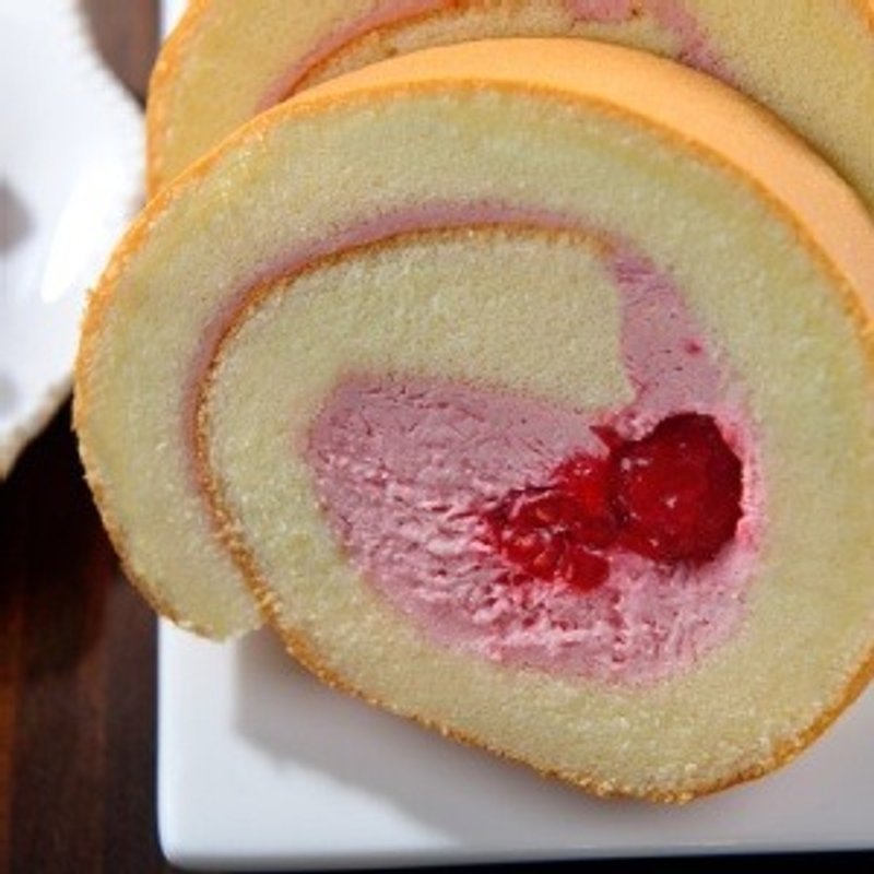 覆盆子纯生乳霜卷 - 咸派/甜派 - 新鲜食材 粉红色