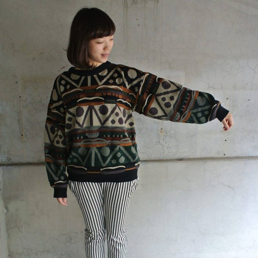 │Slowly│冷-立体线条-古着毛衣│vintage.复古.文艺.日本女孩.森林.甜美 - 女装针织衫/毛衣 - 其他材质 多色