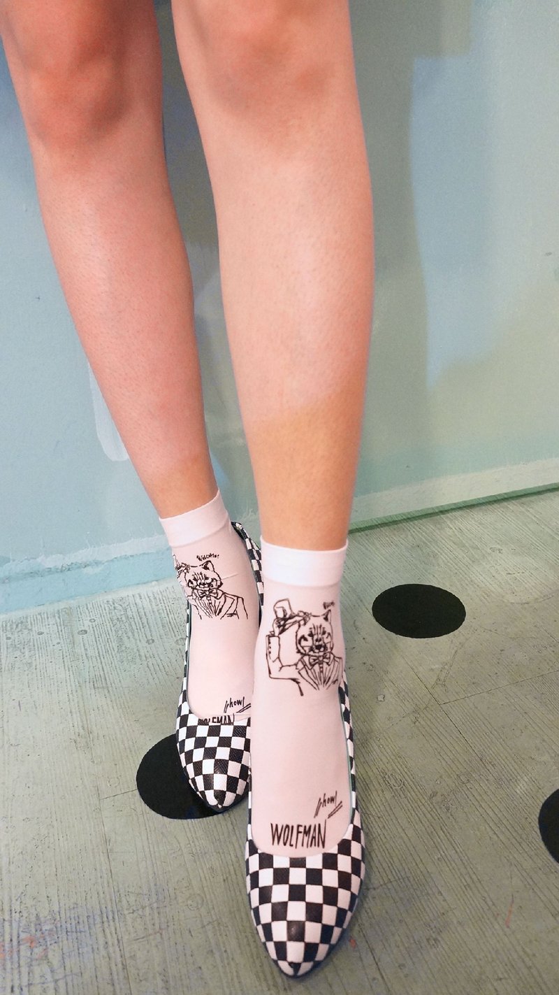 格局。黑白格防水台高跟 - 女款休闲鞋 - 真皮 白色