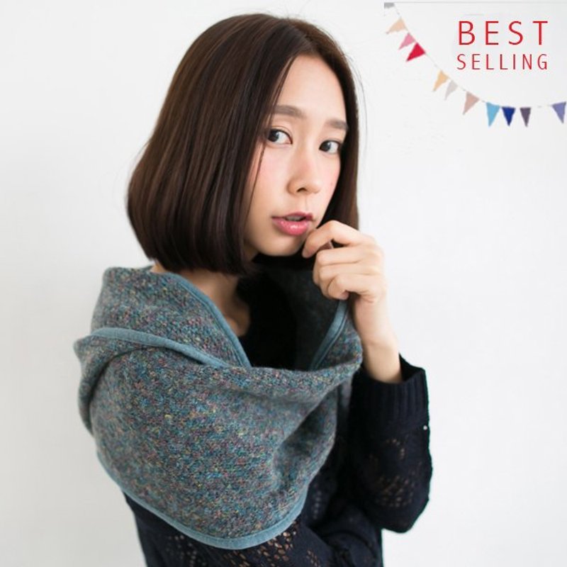 【暖冬限定商品】针织连帽口袋加长型围巾 - 其他 - 其他材质 绿色