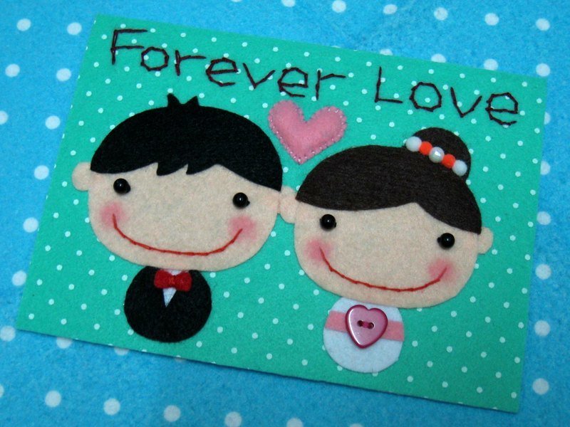 Play不累_手工不织布卡片(结婚) - 卡片/明信片 - 纸 绿色