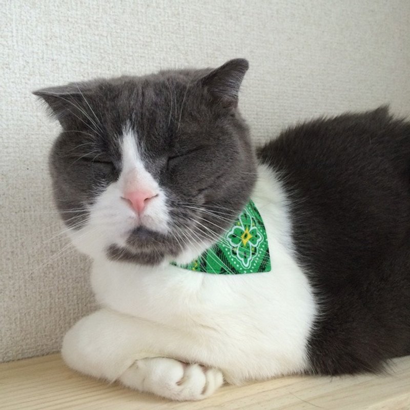There are floral bandana-style collar / corner Kang for Green cat (from kitten to adult cats) - 项圈/牵绳 - 棉．麻 绿色