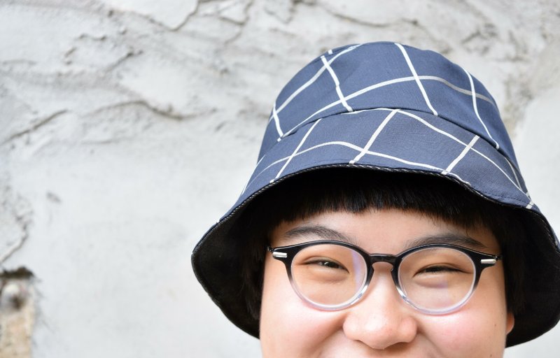 肉脚手作_双面格纹渔夫帽_Bah Kha - 帽子 - 其他材质 蓝色