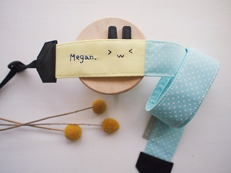 hairmo。V 眼兔3.5双挂相机背带-7水青+黄(一般加宽) - 相机背带/脚架 - 其他材质 蓝色