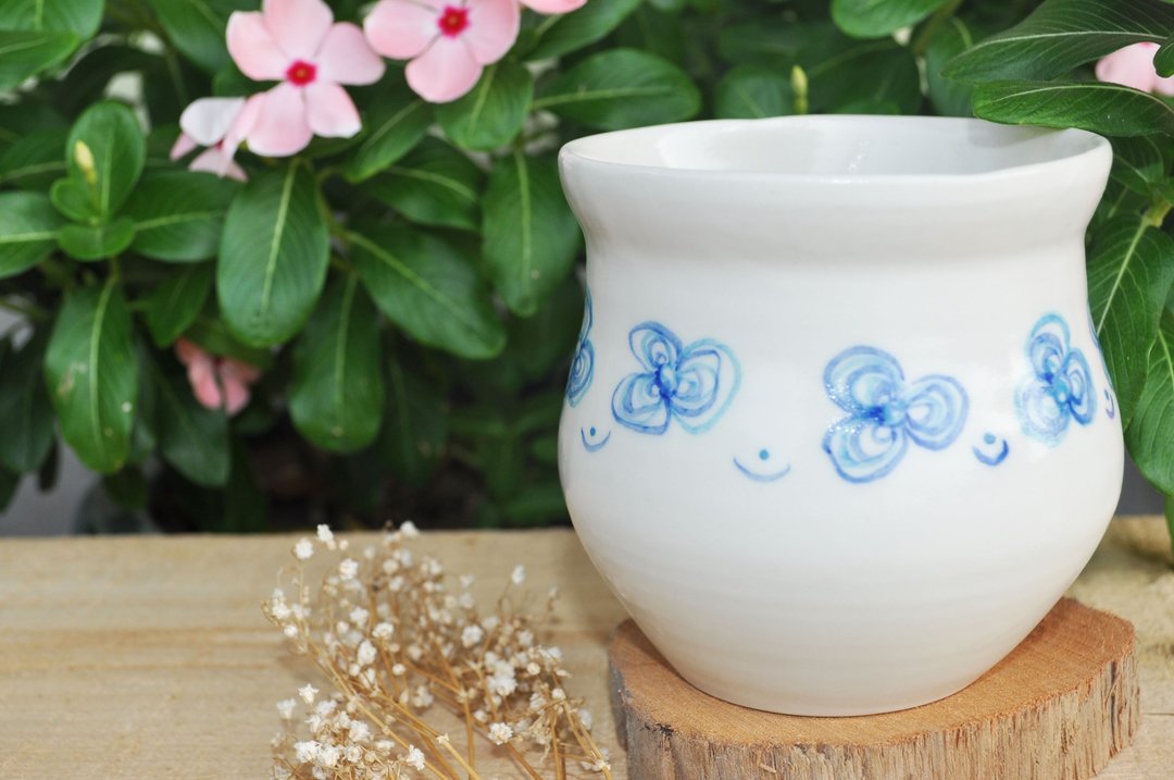 爱心水杯(花图腾) - 茶具/茶杯 - 其他材质 蓝色