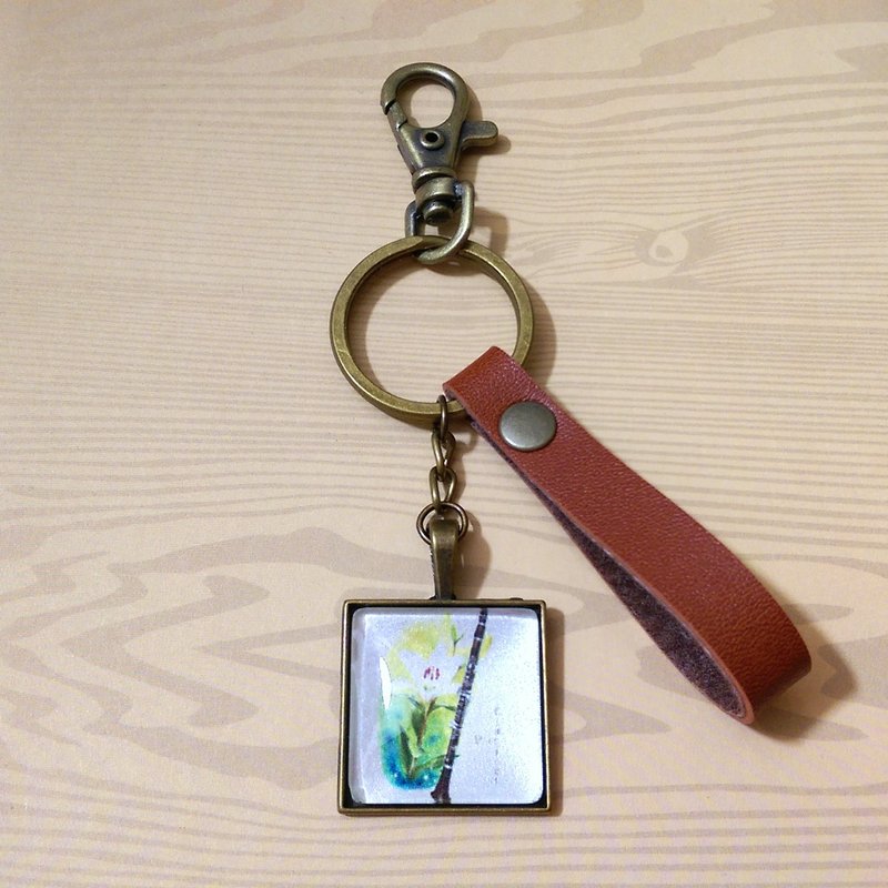 【竖笛与百合花时光宝石钥匙圈】音乐 乐器 管乐 木管 时光宝石 泡泡 手创 定制化 订做《米思熊》毕业礼物 - 钥匙链/钥匙包 - 其他金属 多色