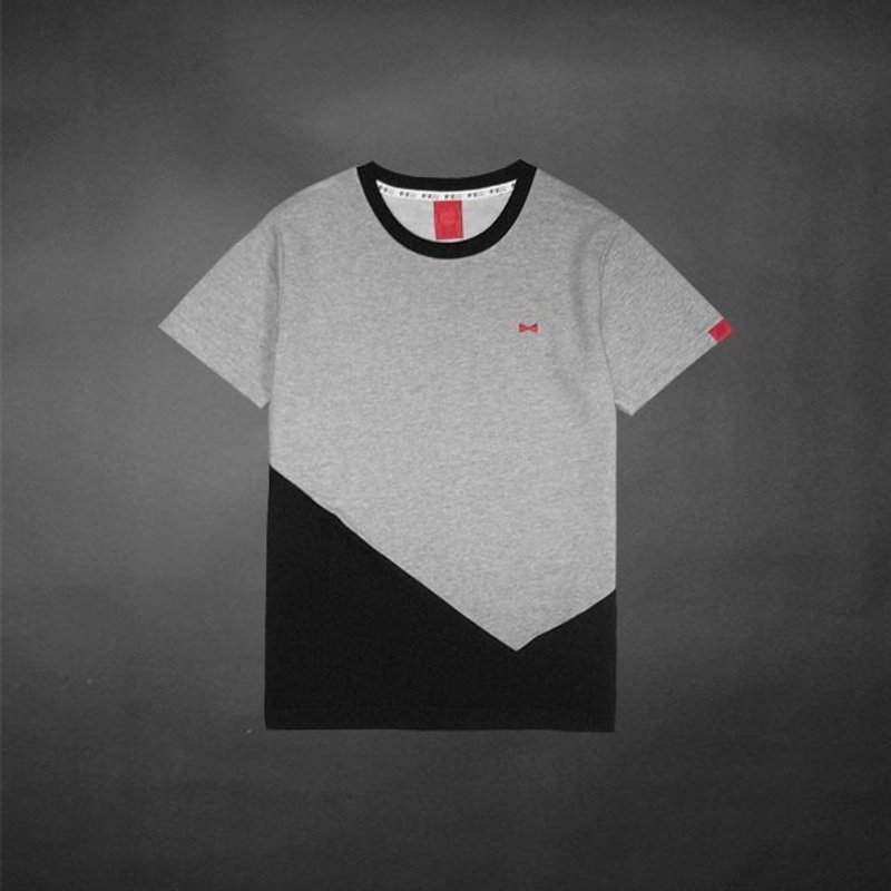 不规则拼接Tee - 上灰下黑( S号已售完 ) - 女装 T 恤 - 棉．麻 灰色