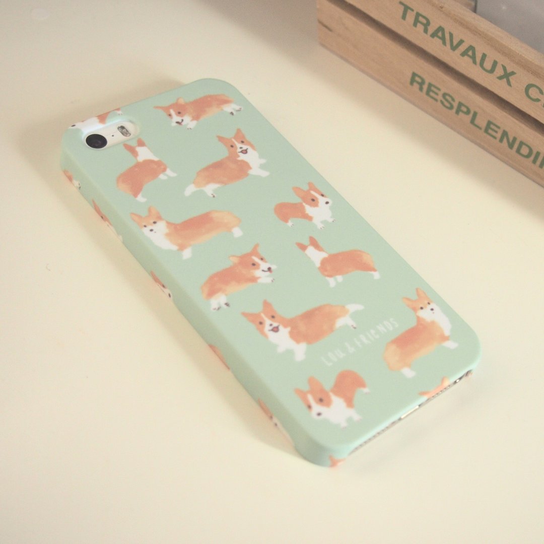 :: 圣诞礼物 ::柯基手机壳 iPhone 5/5s, 4/4s - 平板/电脑保护壳 - 塑料 绿色