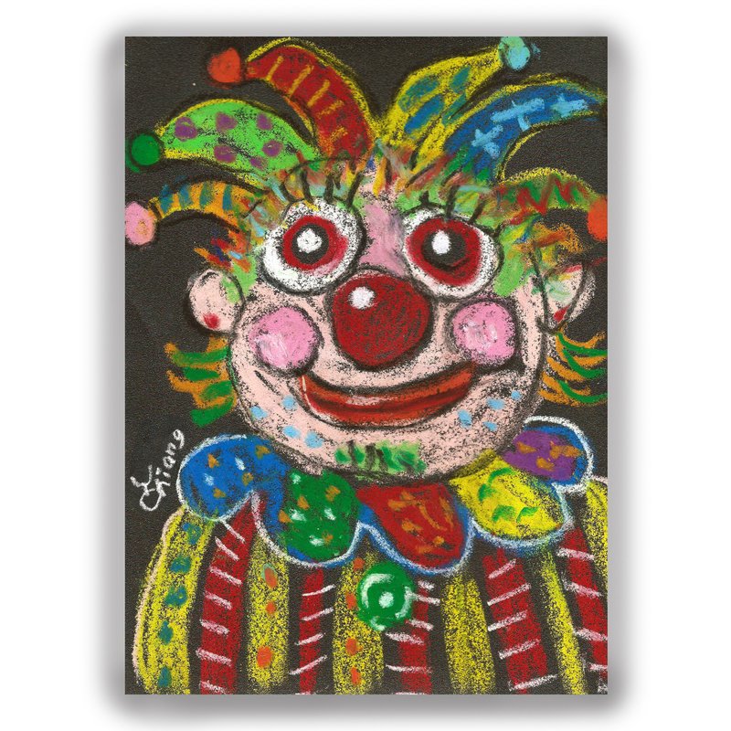 手绘插画万用卡/明信片/卡片/插画卡--小丑B - 卡片/明信片 - 纸 多色