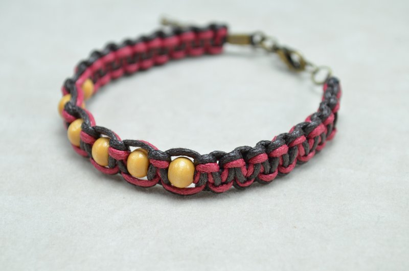 双色木珠编织手炼(红/草绿)-木珠/手工 - 手链/手环 - 其他材质 多色