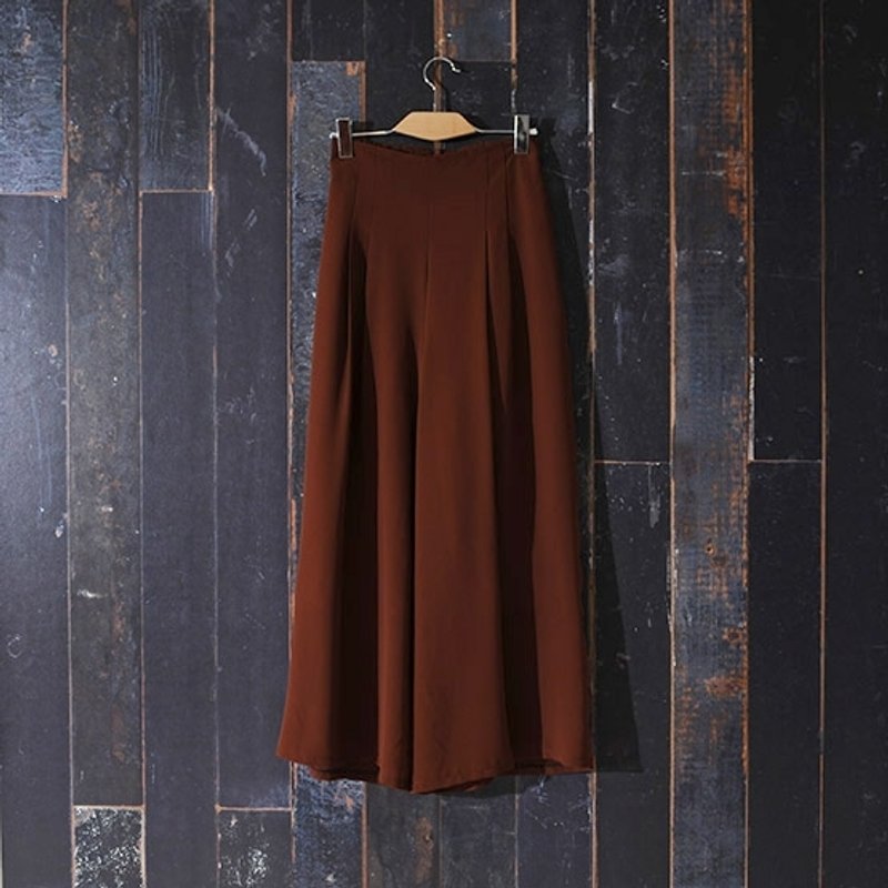 /林檎梦/棕色飘逸利落雪纺 古着 长裤裙 vintage - 裙子 - 其他材质 