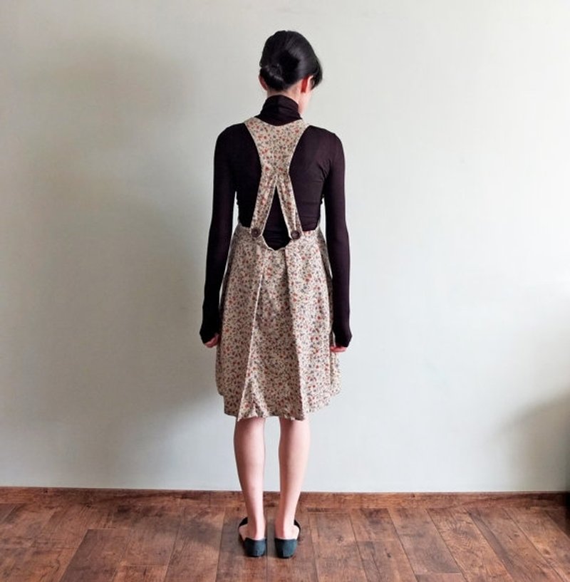 灯芯绒围裙式花园洋装 {二手古着} - 洋装/连衣裙 - 其他材质 