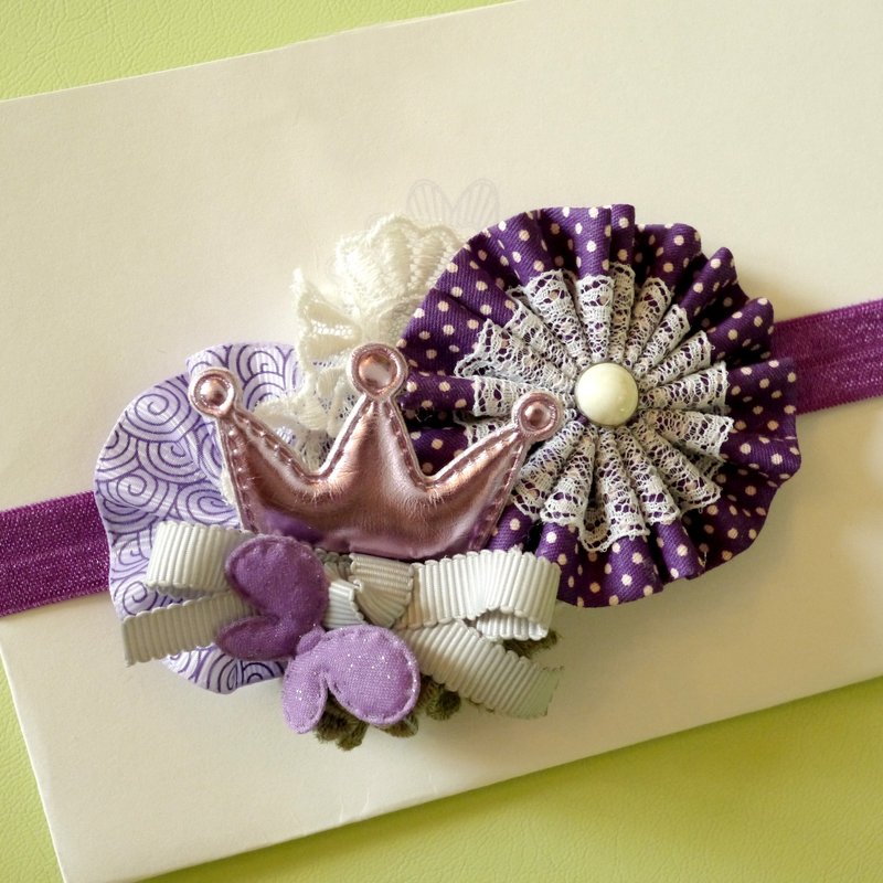 紫色系蕾丝布艺儿童发带 - 围嘴/口水巾 - 其他材质 紫色