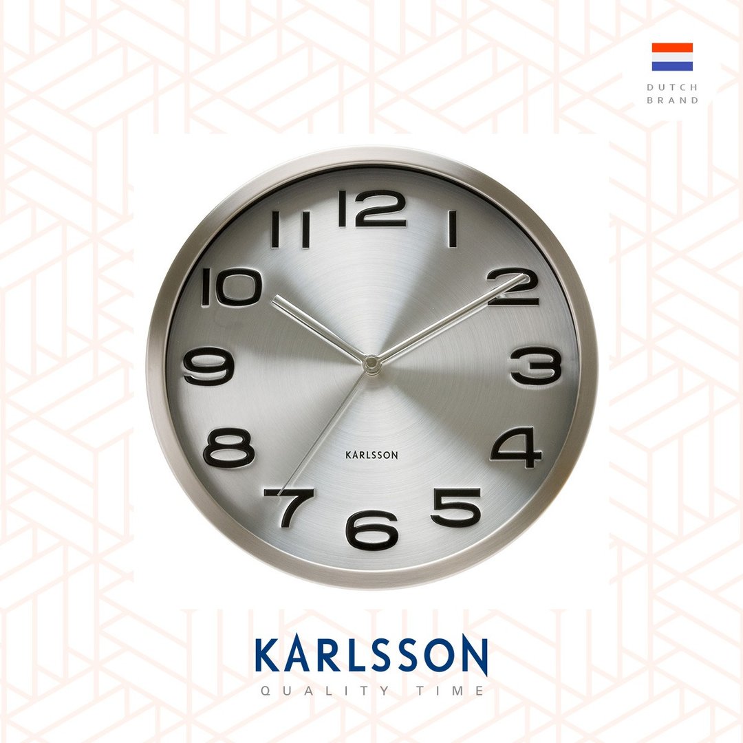 荷兰Karlsson, Wall clock 29cm Maxie steel polished Silver - 时钟/闹钟 - 其他金属 灰色