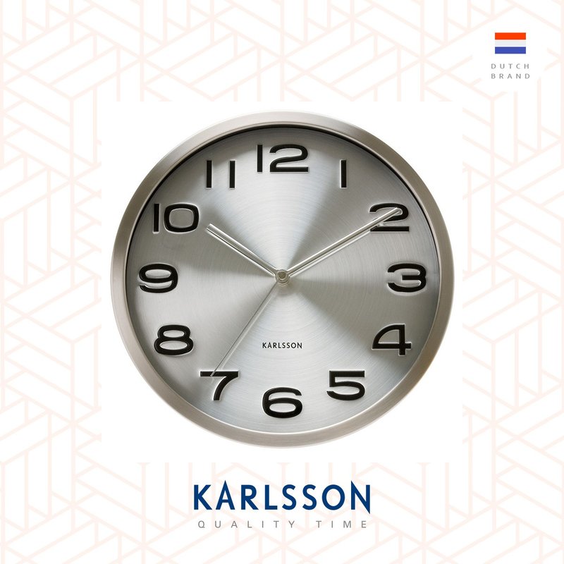 荷兰Karlsson, Wall clock 29cm Maxie steel polished Silver - 时钟/闹钟 - 其他金属 灰色