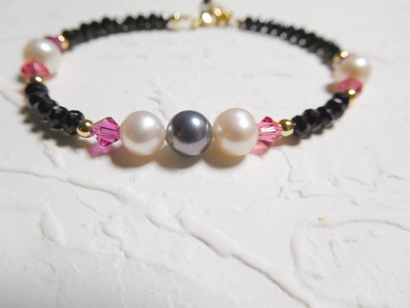 小恶魔女黑尖晶石桃色手链 预定款 - 手链/手环 - 其他材质 黑色