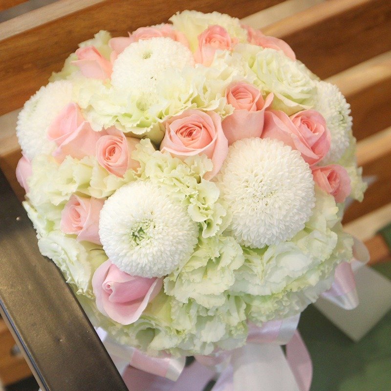 漫花草-【优惠组合】精致鲜花捧花&胸花 粉绿款B-PG01 - 胸针 - 植物．花 绿色