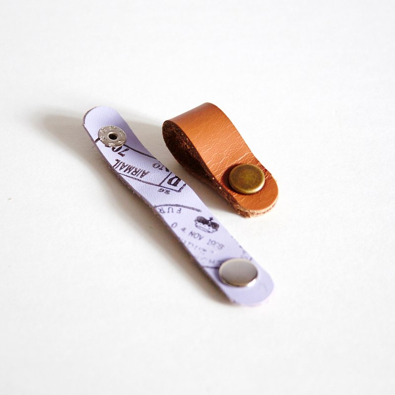 简约皮革集线器 // 一套两款  印花皮革集线器 - 卷线器/电线收纳 - 真皮 咖啡色