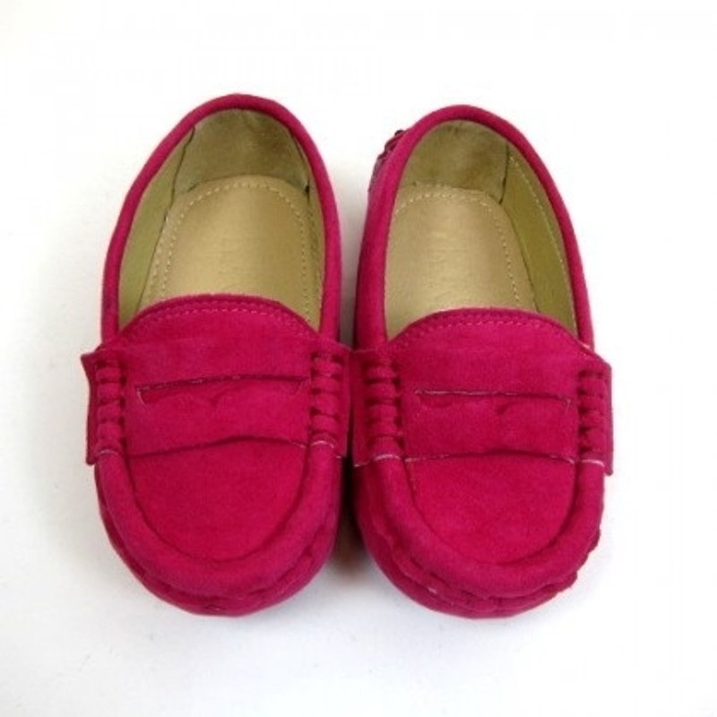 堡贝王真皮手工鞋kids 【磨砂/豆底/桃红】 - 童装鞋 - 真皮 红色