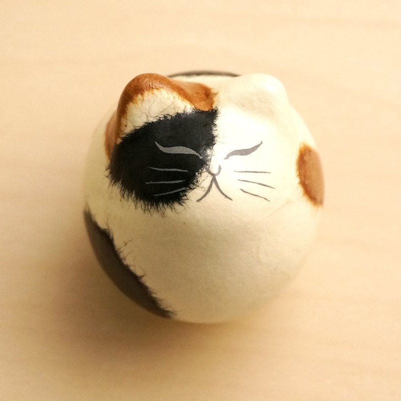 和纸猫咪-不倒翁三花 疗愈感满满 治愈小物 日本纯手工 家饰 摆饰 情人节 礼物 - 摆饰 - 纸 咖啡色