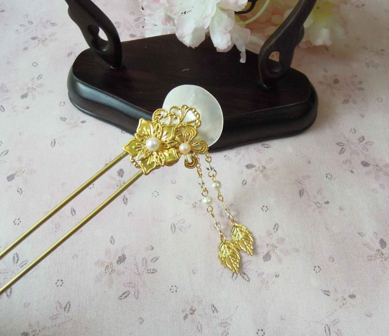 《拢云阁》古装汉服步摇/古典气质中国风/发夹/发簪_琉璃泪 - 发饰 - 其他金属 金色