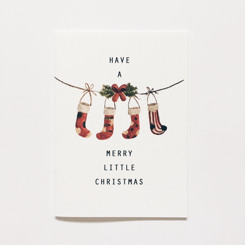 温馨手绘耶诞卡系列【圣诞袜】 - 卡片/明信片 - 纸 白色