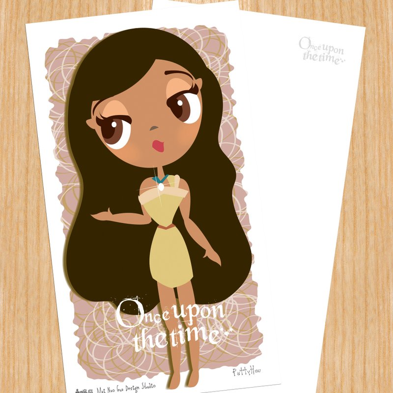 卖脑瓜小公主系列明信片 - 宝嘉康蒂 Pocahontas - 卡片/明信片 - 纸 咖啡色