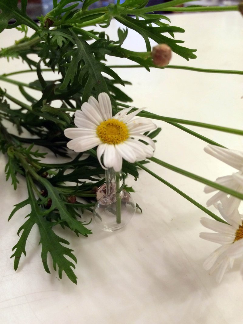 迷你玻璃试管胸针 - 胸针 - 玻璃 白色