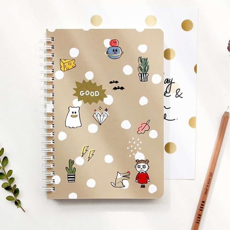 Dessin x GMZ-ghost pop 顽皮鬼条纹笔记本M-good好米色,GMZ02438 - 笔记本/手帐 - 纸 卡其色
